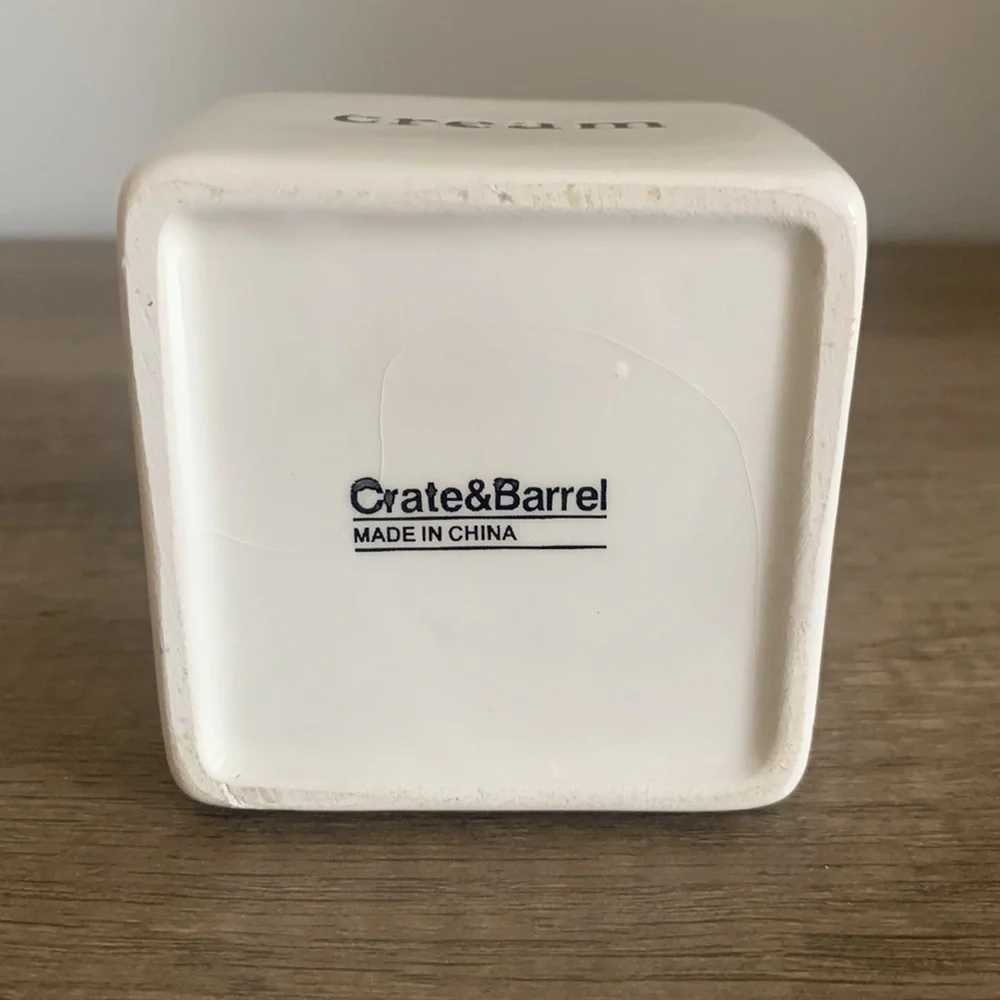 Crate & Barrel cream container/server